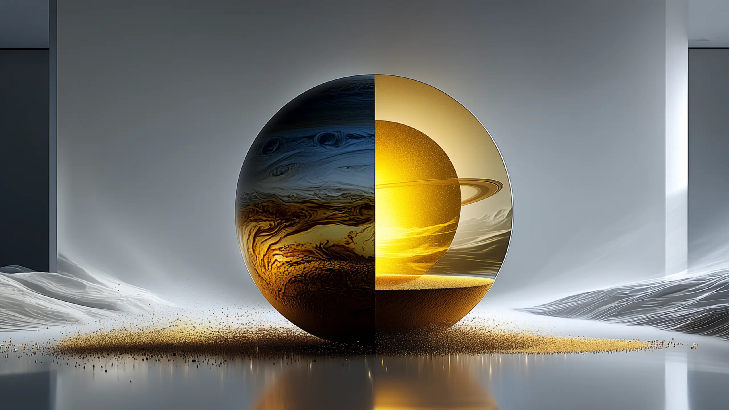 Συμβολική σφαίρα μισή Δίας και μισή Κρόνος που αναπαριστά τη δημιουργική ισορροπία των δύο πλανητικών αρχών στην Αστρομυθολογία.