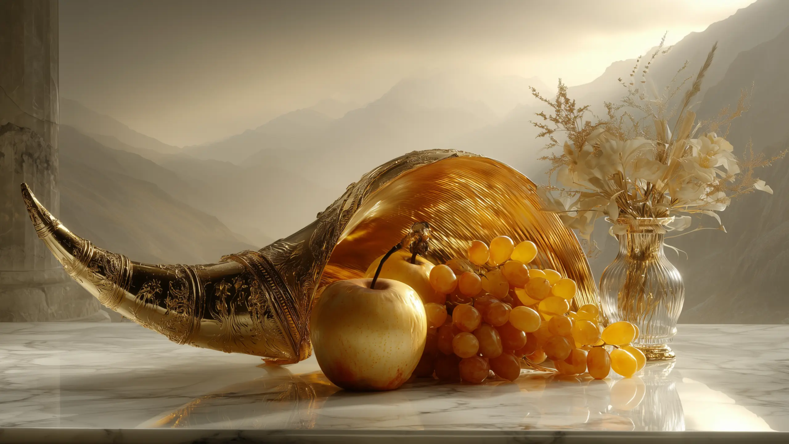 Κέρας αφθονίας με φρούτα που συμβολίζει τη φυσική διατροφή σε αρμονία με τον σεληνιακό κύκλο στην Αστρολογία.