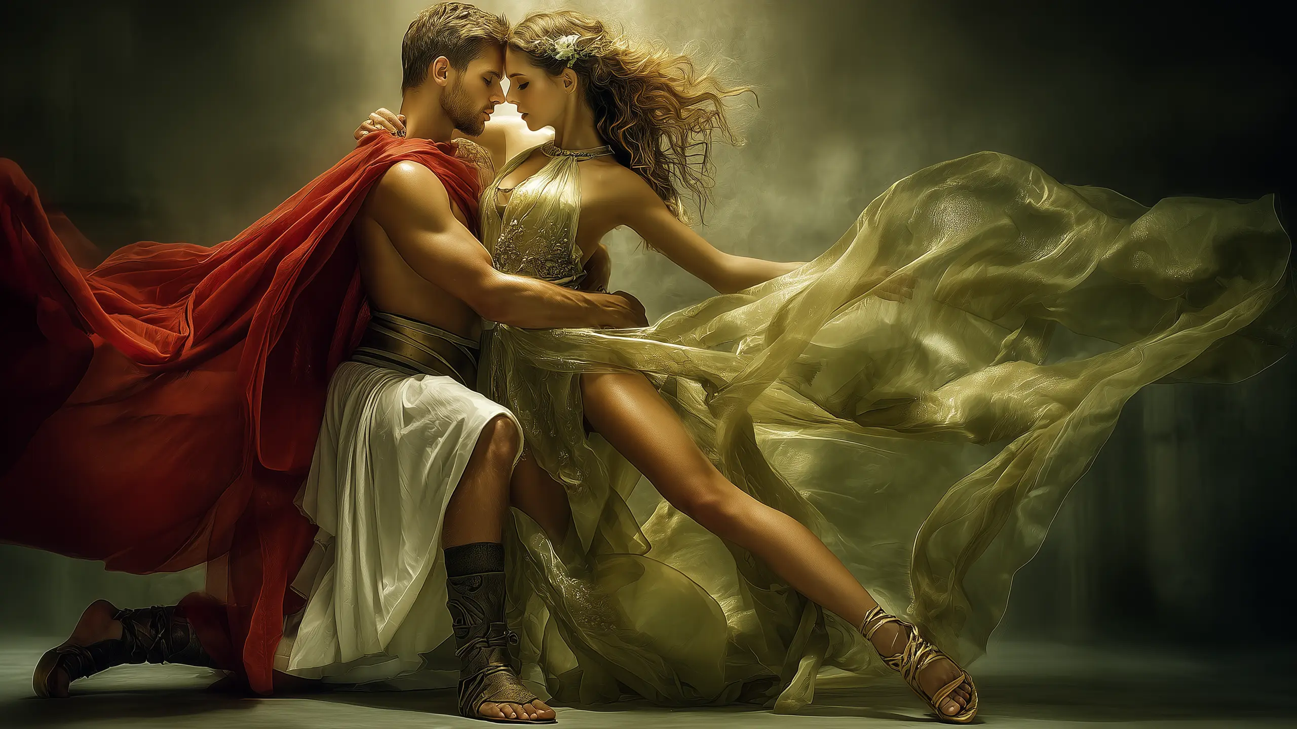 Ζευγάρι χορευτών σε ερωτική ένωση που συμβολίζει την αρχετυπική σχέση Άρη και Αφροδίτης.