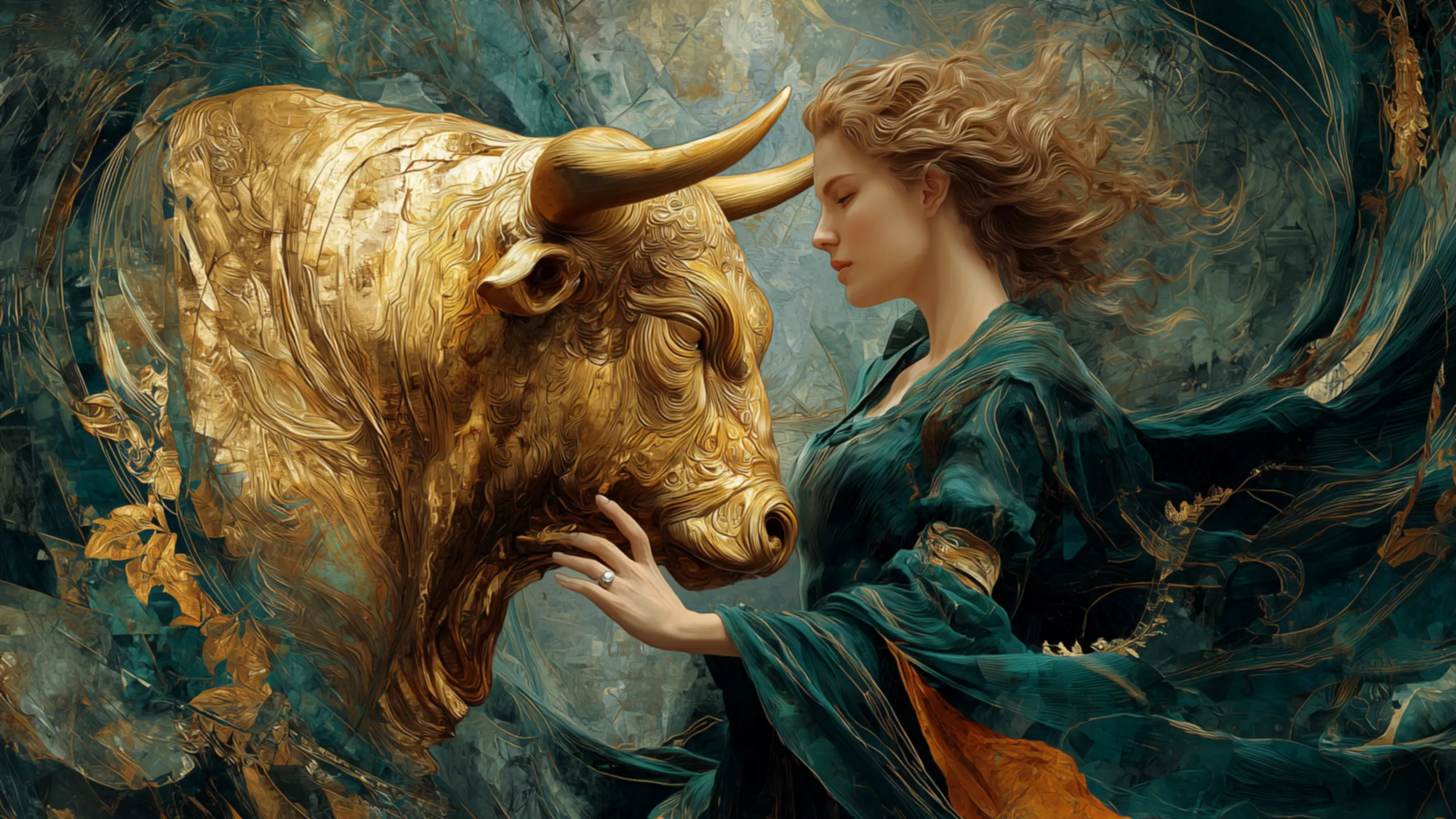 Συμβολική απεικόνιση γυναίκας και ταύρου που αντιπροσωπεύει το ζώδιο Ταύρου στην Ιατρική Αστρολογία.