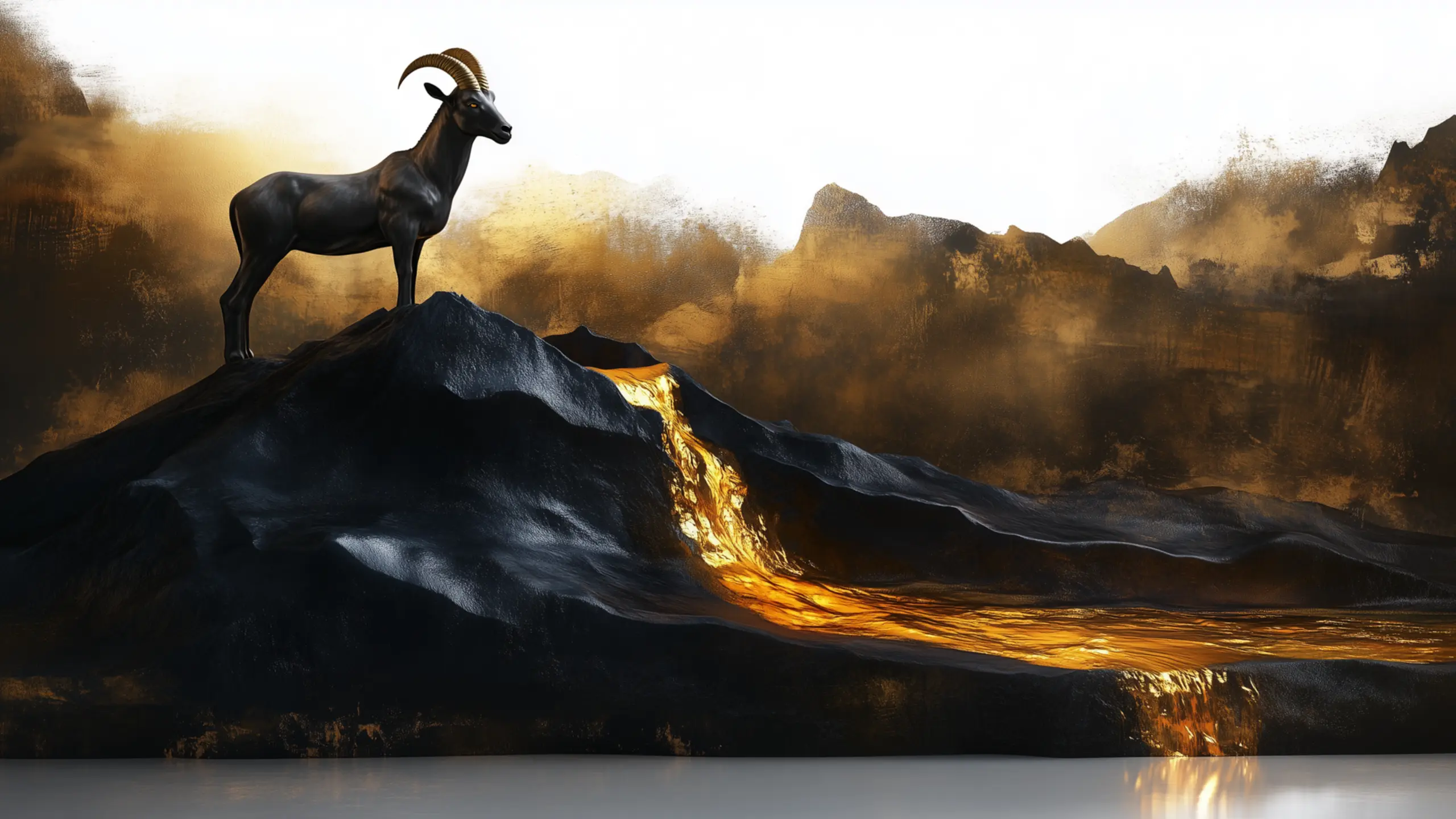 Συμβολική απεικόνιση του Πλούτωνα στον Αιγόκερω με αίγαγρο στην κορυφή βουνού που εκφράζει τη μεταμόρφωση των δομών εξουσίας.