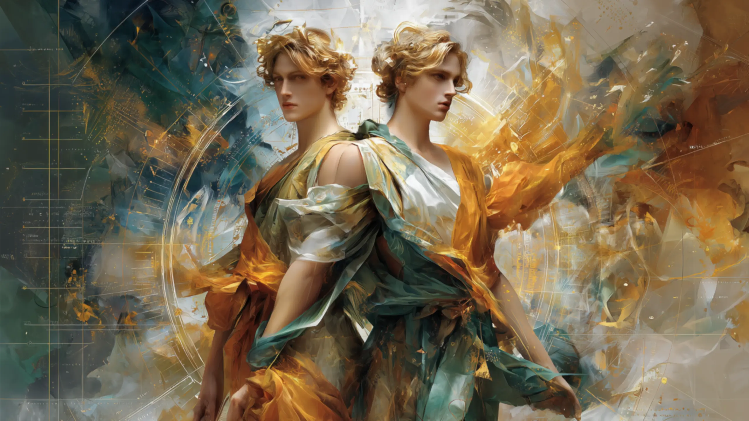 Συμμετρική απεικόνιση δύο μορφών που εκπροσωπούν τη ζωδιακή περιοχή των Διδύμων.